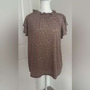 NWT Adrianna Papell short sleeve ruffle blouse size large